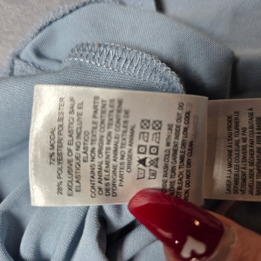 Lucky Brand Light Blue Smocked Babydoll Knit Top Long Sleeve Henley Womens Small - Picture 5 of 9